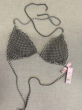 Wild Fable Gingham Triangle Bikini Top with Removable Pads - Black/White